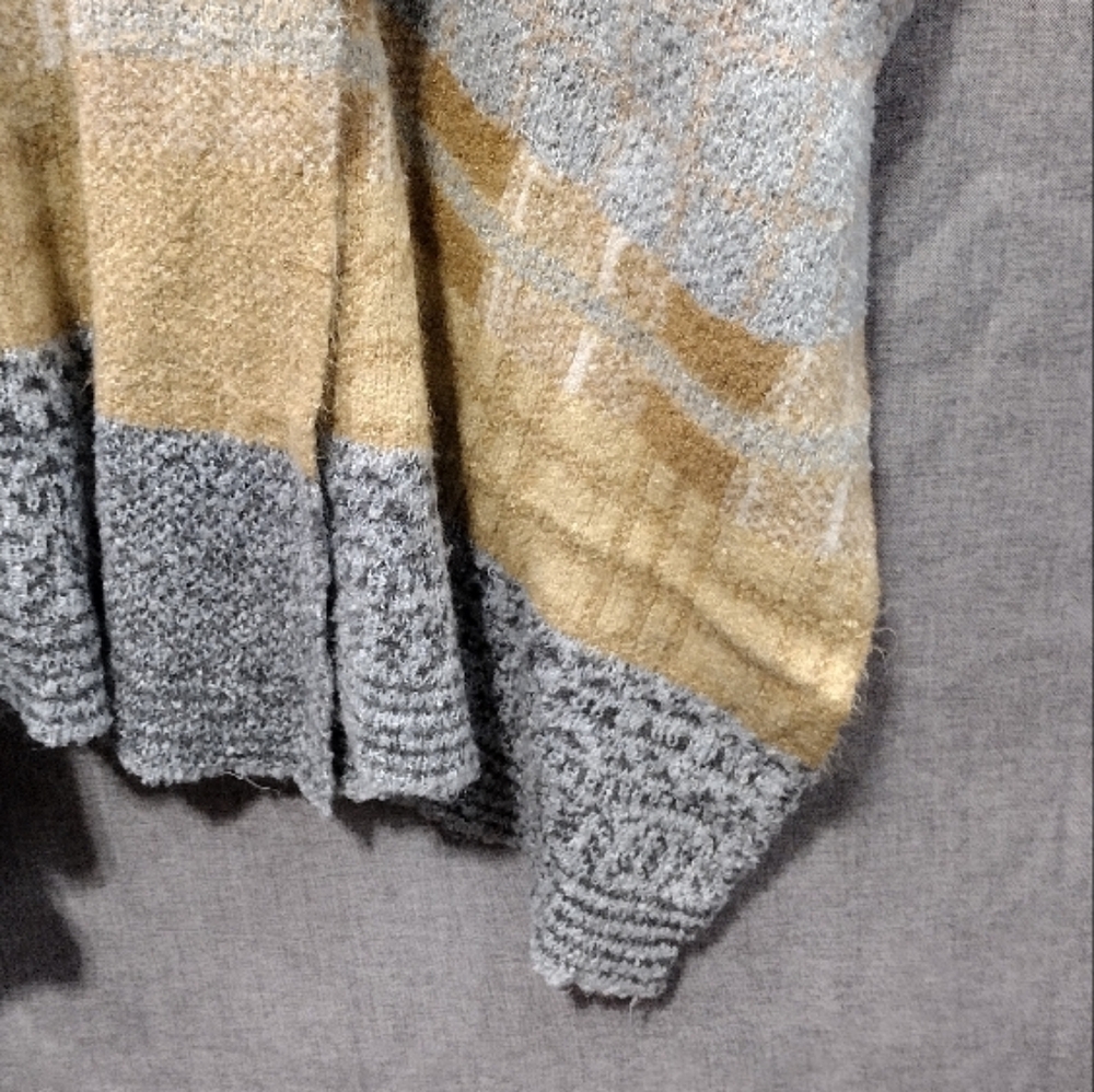 Free People Mercer Open Front Kimono Cardigan Women's OS Gray Tan Boho Alpaca - Picture 5 of 9